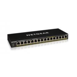 NETGEAR GS316P SWITCH POE + NON GESTITO CON 16 PORTE GIGABIT ETHERNET 115 W POE + BUDGET, FANLESS
