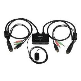 Switch KVM cavo HDMI USB 2 porte con audio e switch remoto   Alimentazione USB