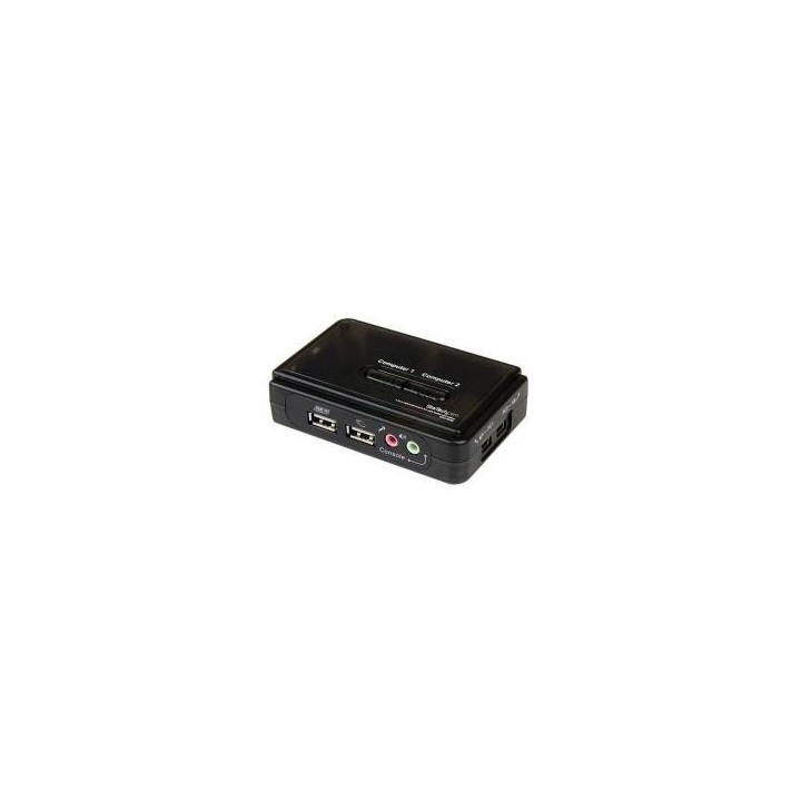 Switch KVM a 2 porte VGA USB con audio e cavi - Commutatore VGA USB a doppia porta - Colore Nero