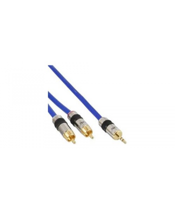 CAVO premium da 2 RCA M a JACK M 3,5mm 0,5mt pin dorati blu