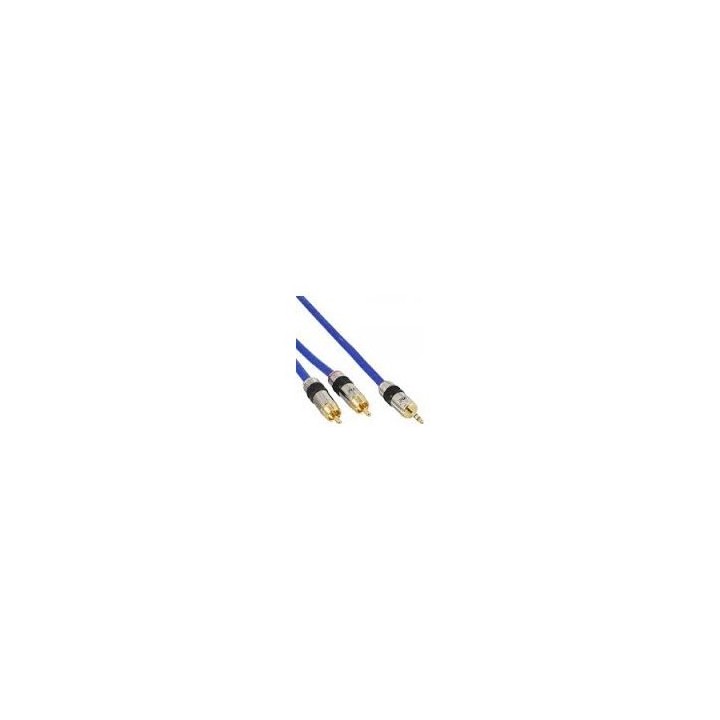 CAVO premium da  2 RCA M  a JACK M 3,5mm 1mt pin dorati blu