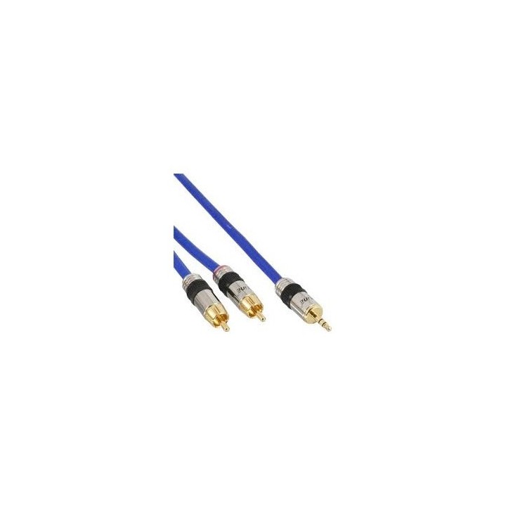 CAVO premium da  2 RCA M  a JACK M 3,5mm 2mt pin dorati blu