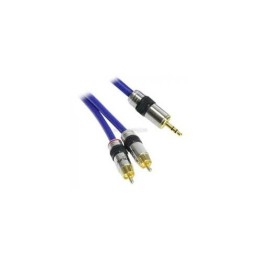 CAVO premium da  2 RCA M  a JACK M 3,5mm 5mt pin dorati blu