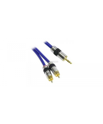 CAVO premium da 2 RCA M a JACK M 3,5mm 5mt pin dorati blu