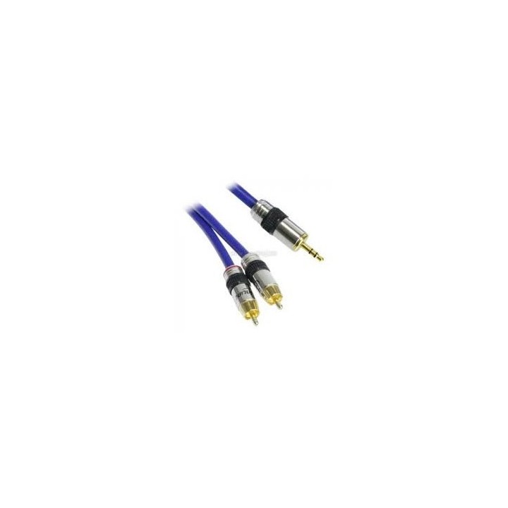 CAVO premium da  2 RCA M  a JACK M 3,5mm 5mt pin dorati blu