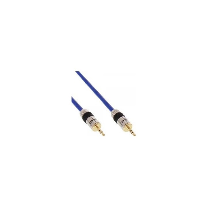 CAVO PREMIUM BLU JACK 3,5mm M A JACK M 0,5mt PIN DORATI