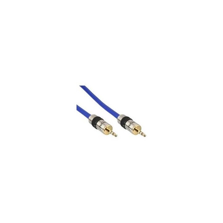 CAVO PREMIUM BLU JACK 3,5mm M A JACK M 10mt PIN DORATI