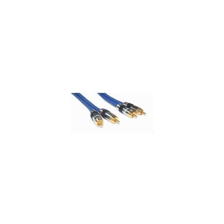 CAVO PREMIUM BLU 2 RCA M  a 2 RCA M M 3mt PIN DORATI
