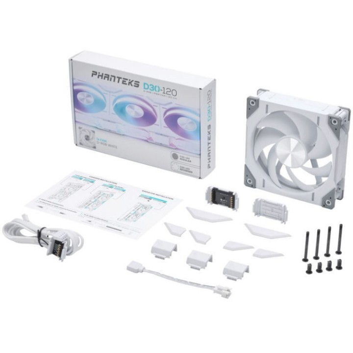 PHANTEKS - Ventola D30 D-RGB PWM Regular Airflow White 120mm