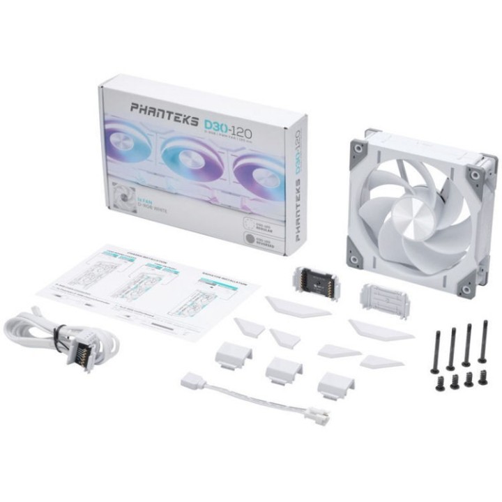 PHANTEKS - Ventola D30 D-RGB PWM Reverse Airflow White 120mm