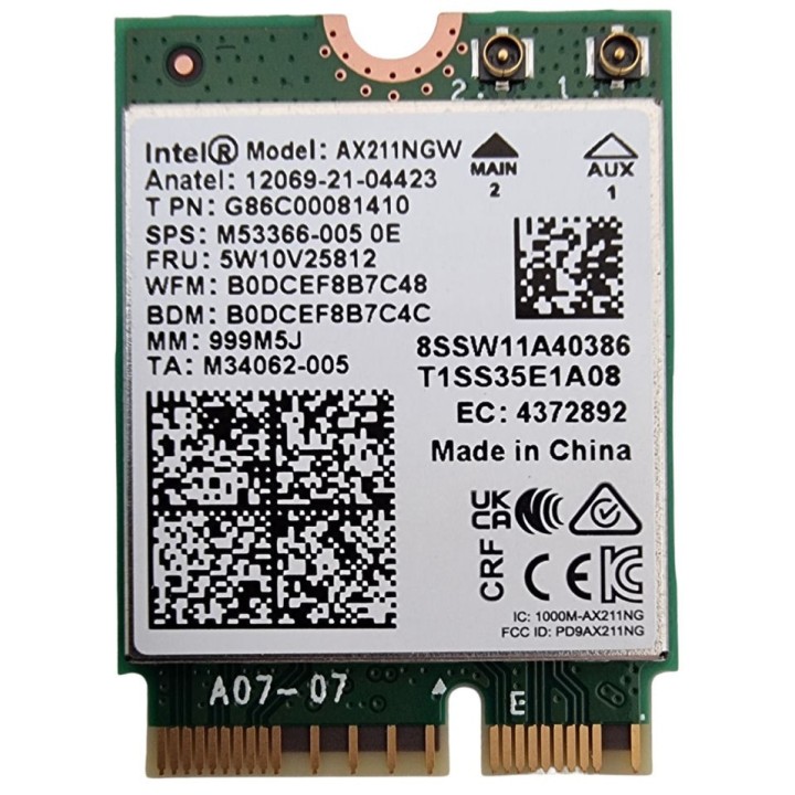 INTEL - Wireless Wi-Fi 6E AX211 + Bluetooth 5.3 M.2