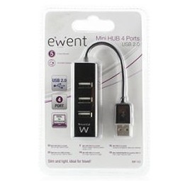 HUB USB 2.0 4 PORTE NERO