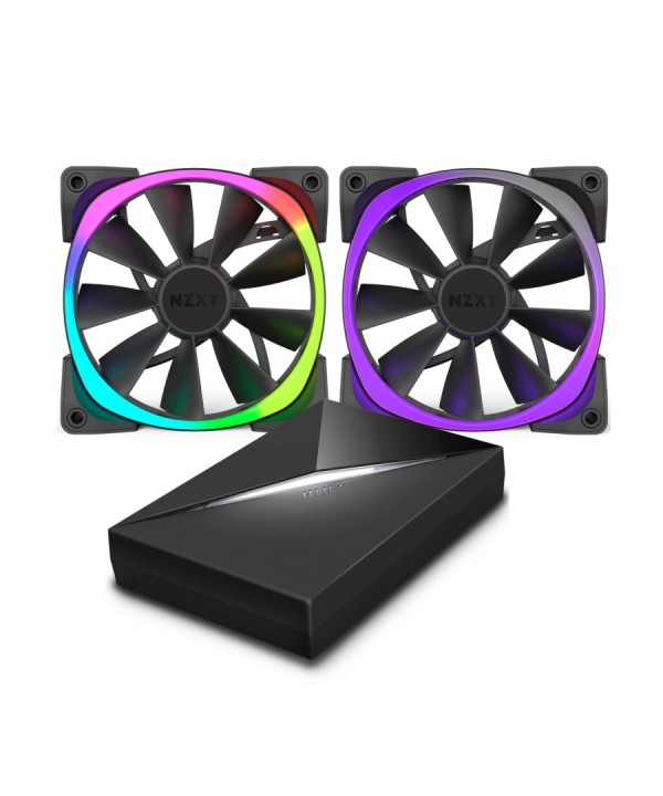 NZXT - KIT 2 Ventole Aer RGB 140mm con controller HUE+ 