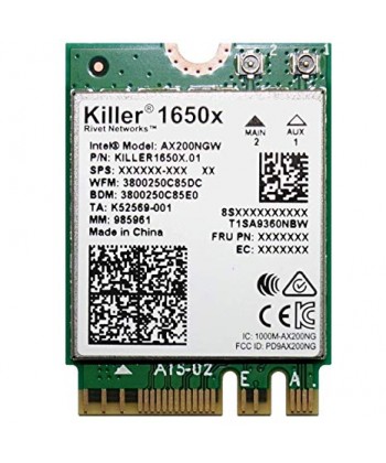 INTEL - Killer AX1650 WiFi- 6 Gaming + Bluetooth 5.0 M.2