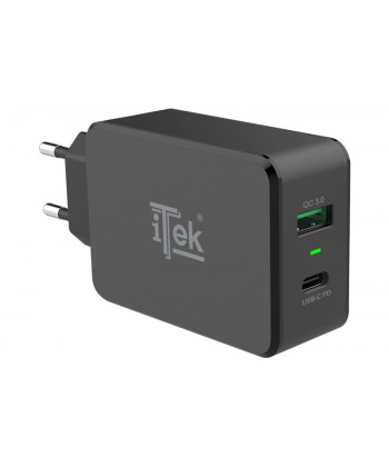 ITEK - Alimentatore USB 2 Porte - 1 USB Type-C + 1 USBQC 3.0 33W ricarica rapida