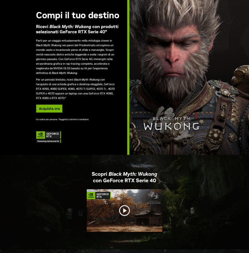 Wukong con PC Gaming GeForce RTX